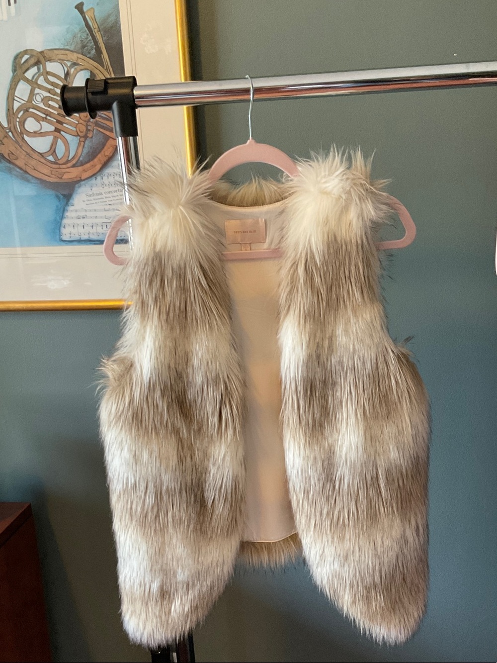 Skies Are Blue Faux Fur Vest in Cream and Tan Shades